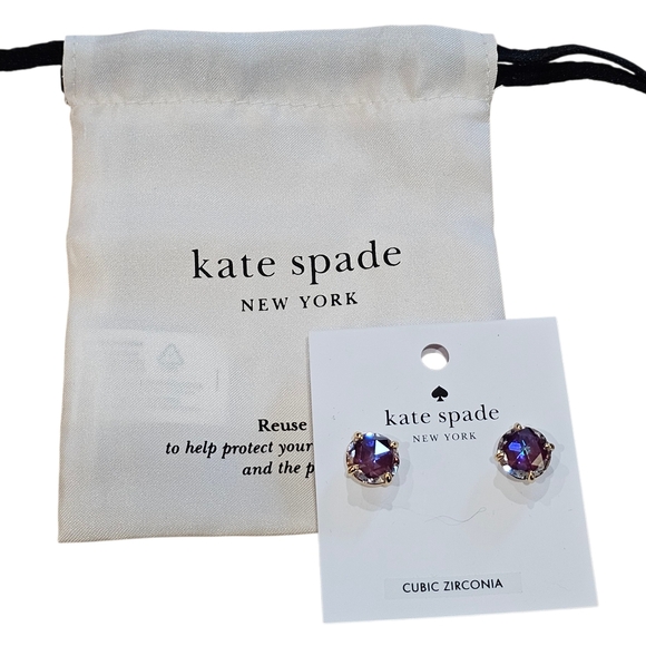Kate Spade New York Amethyst Cubic Zirconia Stud Earrings With Dusty, New - Picture 3 of 3